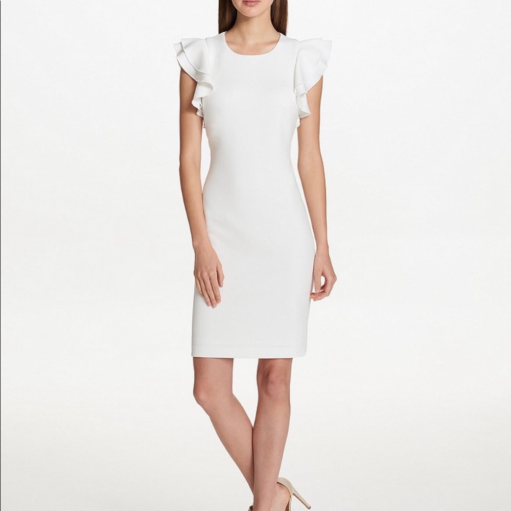 Tommy Hilfiger White Ruffle Sleeve Dress - Picture 2 of 4